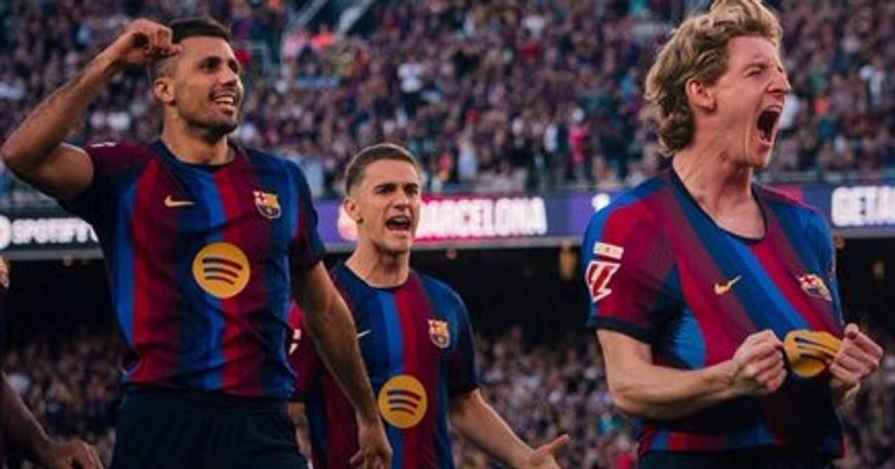 Gordon (derecha) festeja su gol ante Getafe. Foto: Noticias Argentinas (@FCBarcelona).