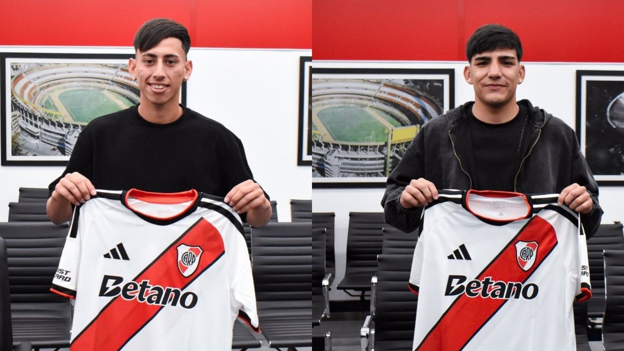 Román Fernández y Cirilo Pereyra firmaron con River. Foto: Agencia NA (@germanbalcarce).