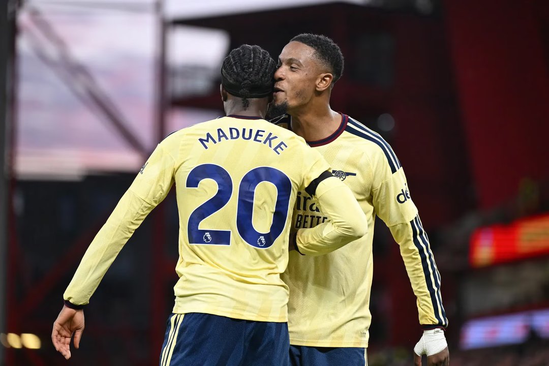 Noni Madueke festeja su gol. Foto: Agencia NA (Arsenal FC).