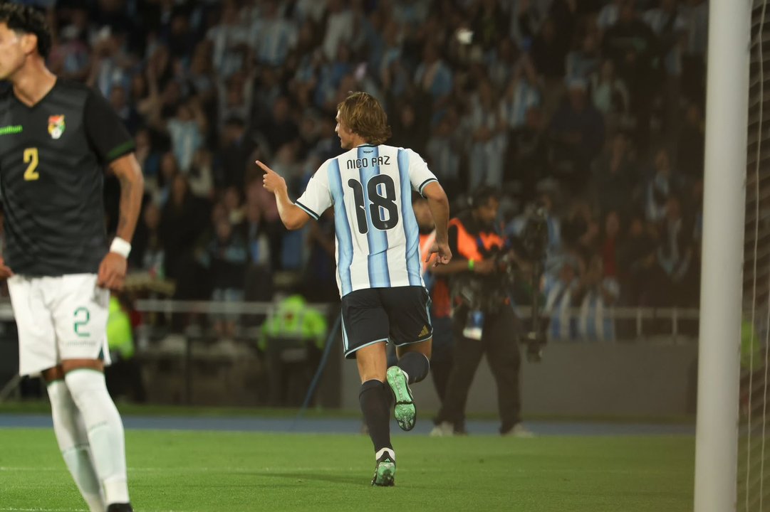 Nico Paz brilló en el amistoso ante Bolivia. Foto: Agencia NA (redes: @Argentina)